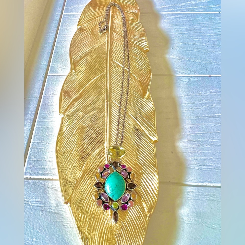 Nicky Butler Sterling Silver 925 Citrine Turquoise Amethyst Multi Stone Necklace